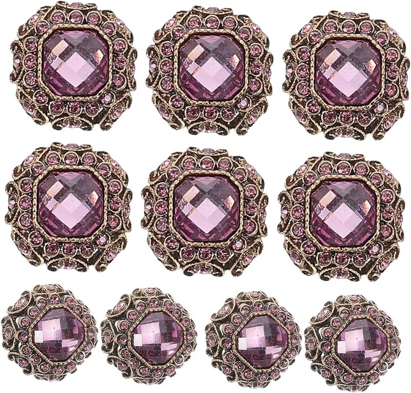 Safigle 10 قطعة أزرار معطف معدنية كبيرة مع أحجار الراين للخياطة زخارف الملابس الزخرفية - Image 1